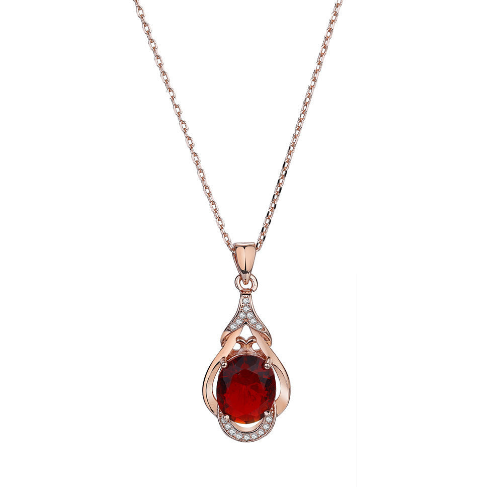 Ruby Red Turmaline Gemstone Trio Set | Necklace, Ring & Earrings – Gold Look Feminé Luxé