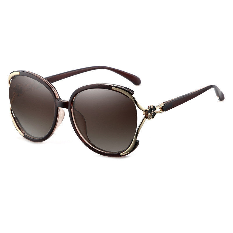 The "Heiress" Collection: Oversized Polarized Designer Sunglasses - Round Glamour Shield Feminé Luxé