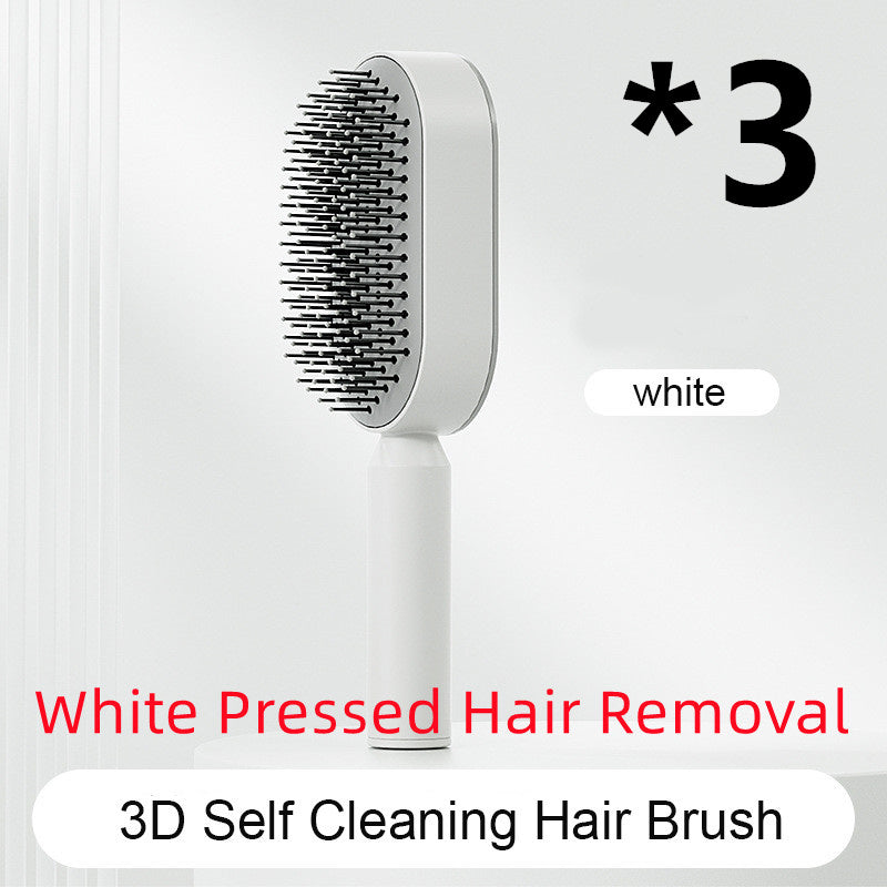 The Serenity Glide: One-Key Self-Cleaning Detangler & Scalp Massager Brush Feminé Luxé