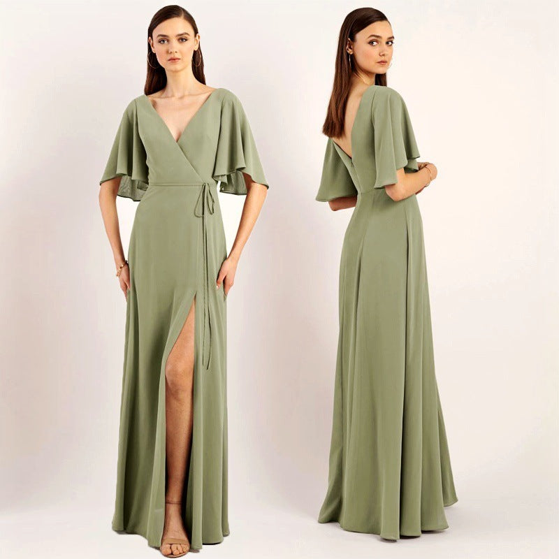 Elegant Bridesmaid Maxi Dress – Sleeveless Satin Flowing Gown Feminé Luxé