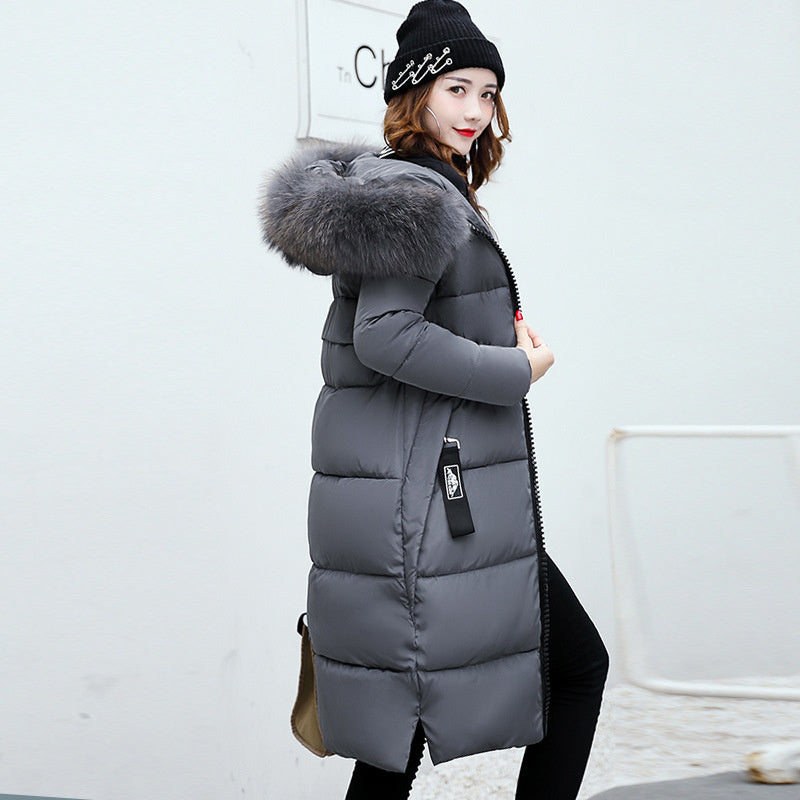Warm & Stylish Long Cotton Jacket with Big Faux Fur Hood Feminé Luxé