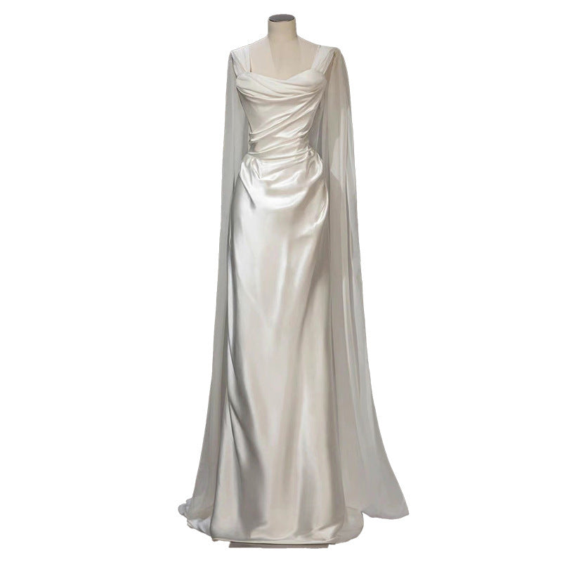 Minimalist Satin Strapless White Wedding Dress Feminé Luxé
