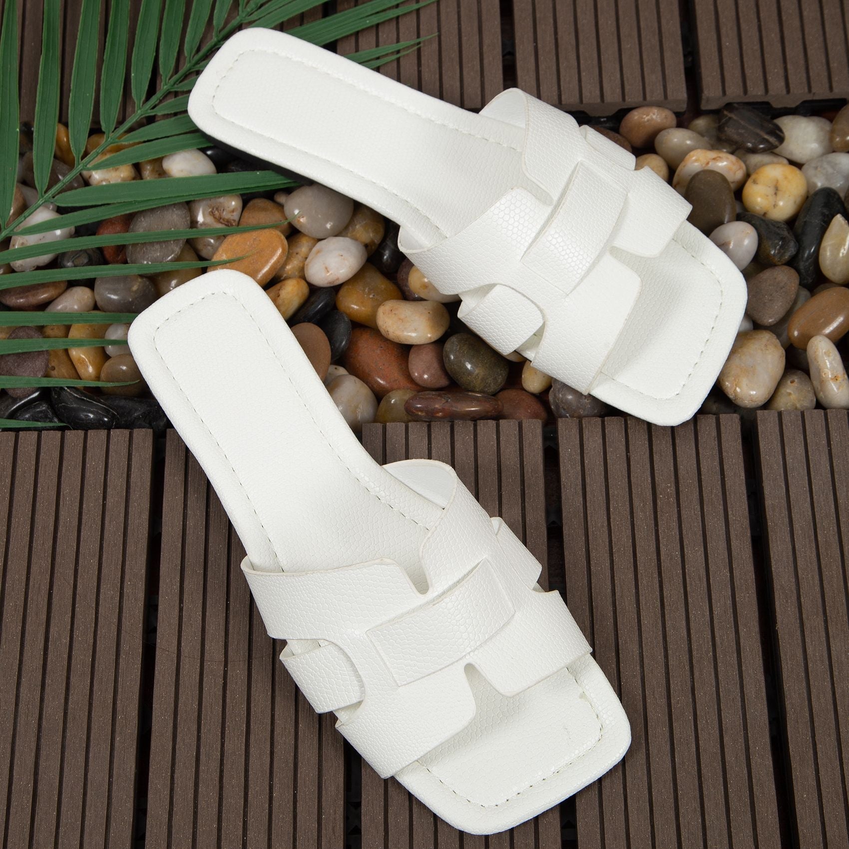 The 'Vipera' Square-Toe Snakeskin-Embossed Slide Sandals Feminé Luxé