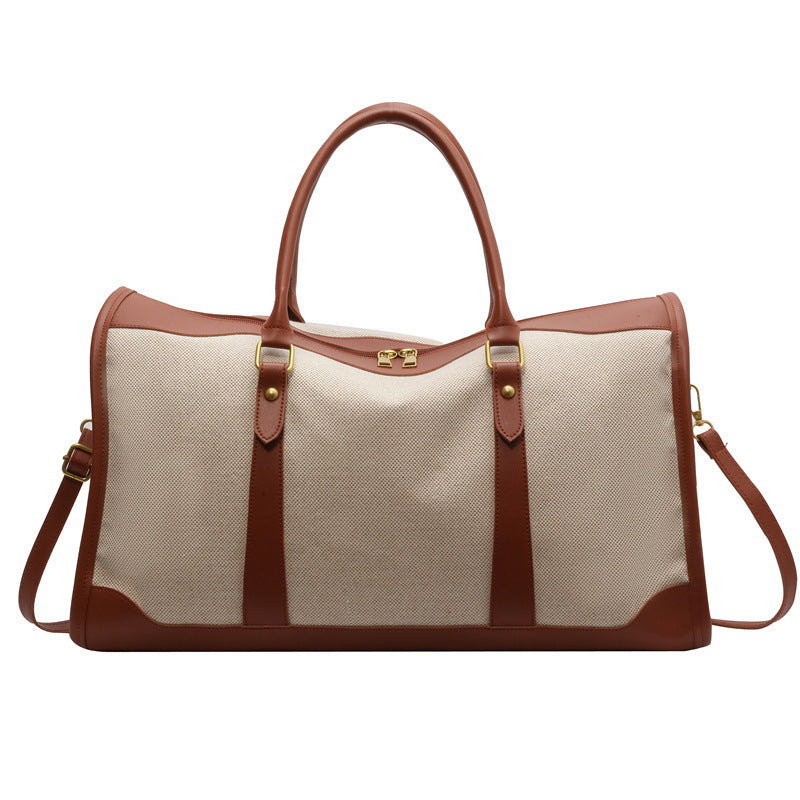 The 'Voyager' Luxe Travel Duffel Bag - Canvas & Vegan Leather Weekend Holdall Feminé Luxé