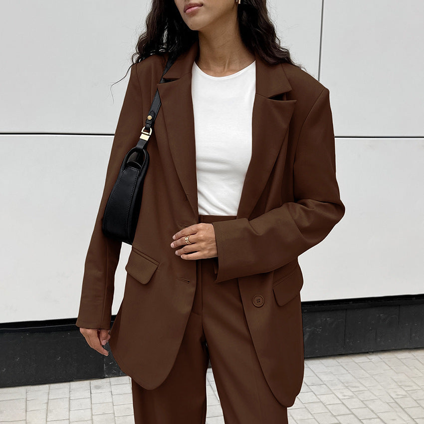 Vintage Inspired Oversized Blazer & Wide-Leg Pant Suit Set Feminé Luxé