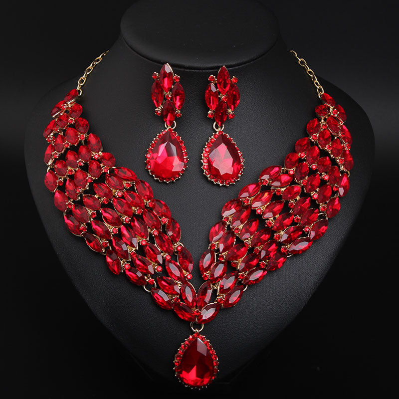 The Empress | Bold Crystal African Necklace & Earring Set - Gemstone Statement Feminé Luxé