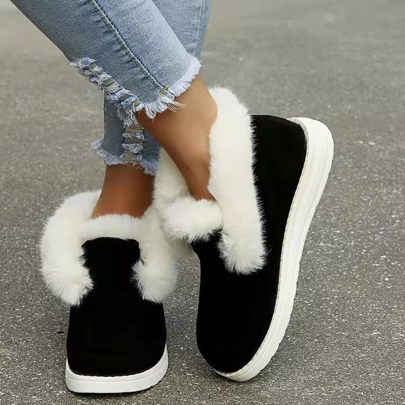 Enchanting Comfort: Faux Fur Trim Ankle Boots Feminé Luxé