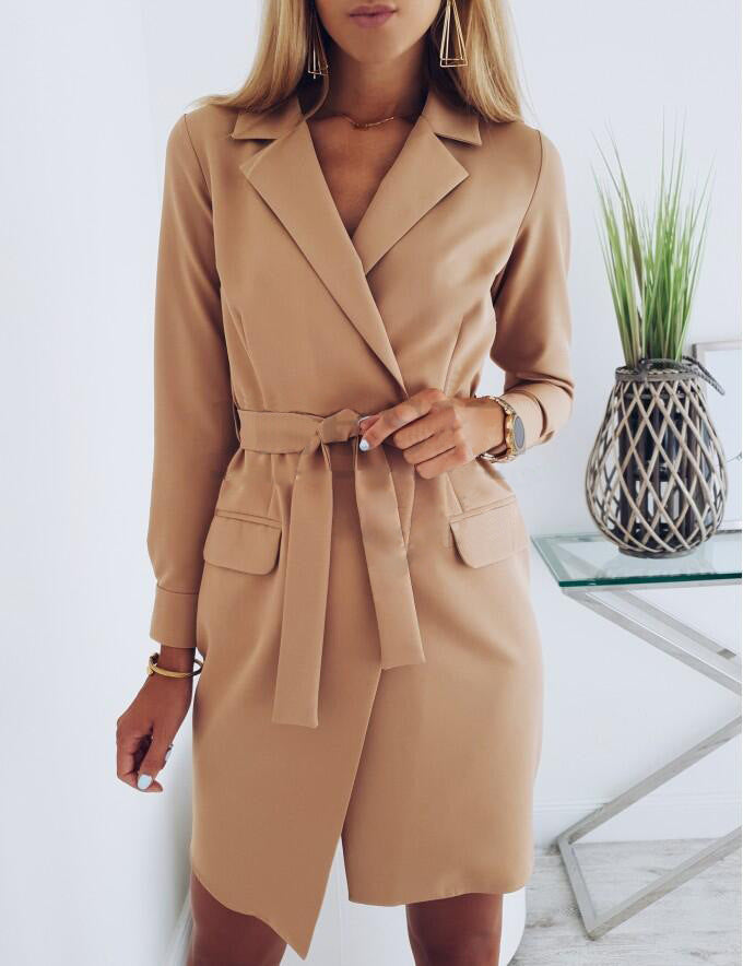 The Sculpted Wrap Blazer Dress – Signature Waist Tie Feminé Luxé