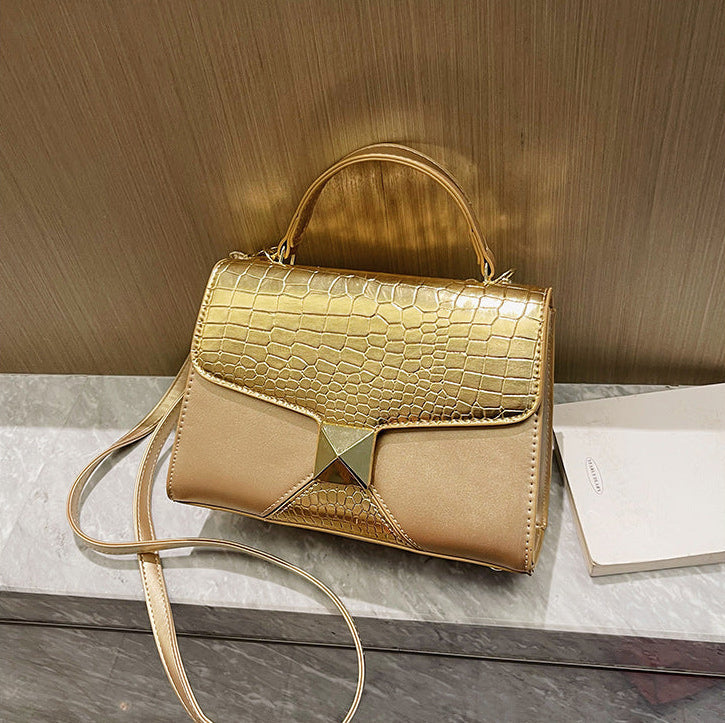 The Emerald Elegance: Premium Croc-Embossed PU Leather Mini Satchel | Day-to-Evening Shoulder Bag Feminé Luxé