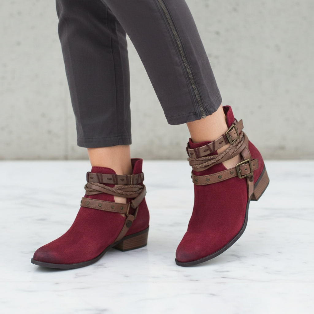 The 'Rebel Heart' Suede Rivet & Buckle Platform Boot Feminé Luxé