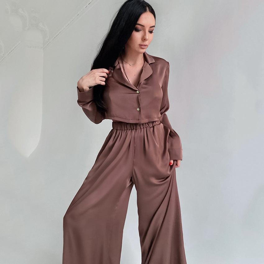 Silky Wide-Leg Palazzo Lounge Set Feminé Luxé