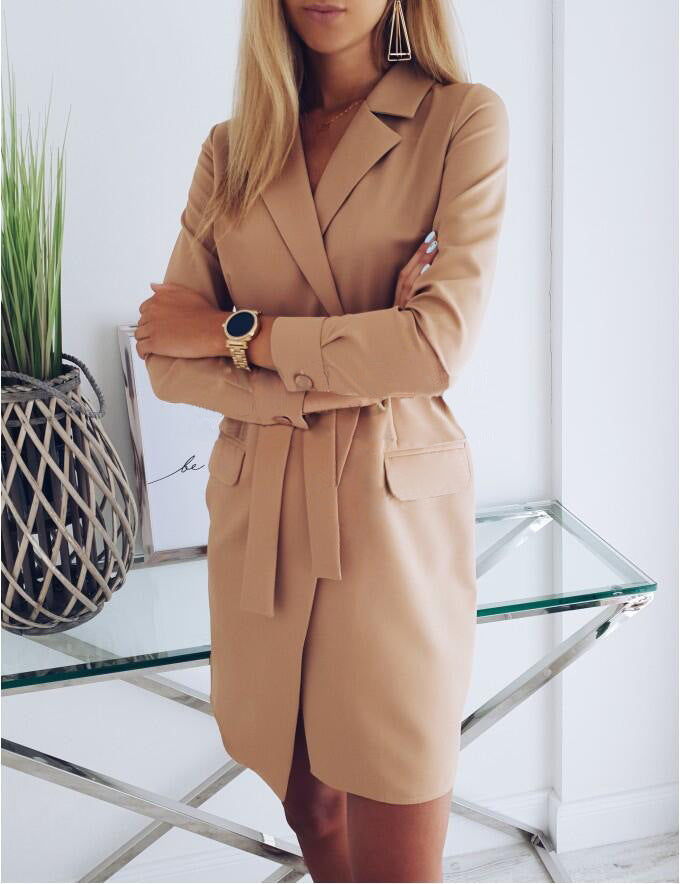 The Sculpted Wrap Blazer Dress – Signature Waist Tie Feminé Luxé