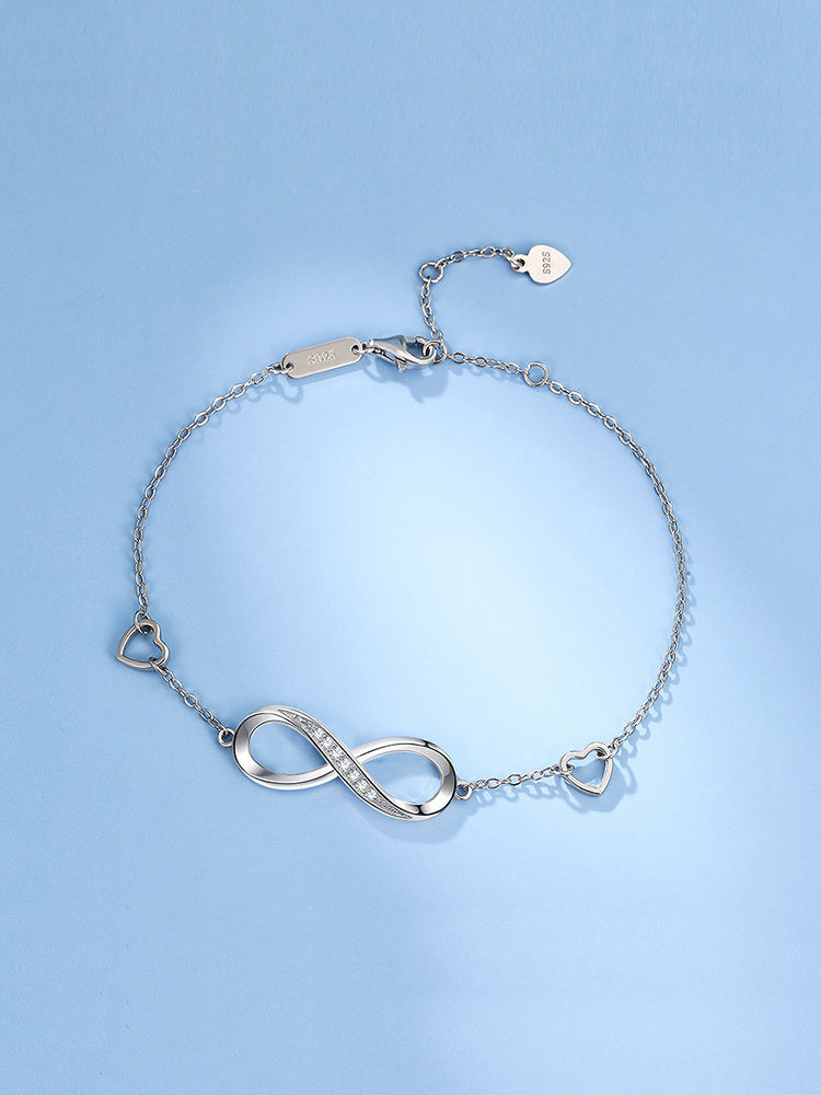 Sterling Silver Infinity Symbol Bracelet - Minimalist Women's Fine Jewelry with Zircon Feminé Luxé