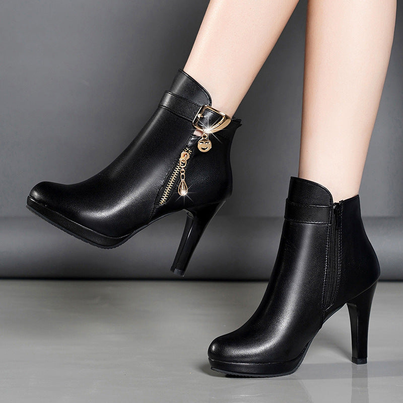 Feminé Luxé Exclusive The 'Uptown' Stiletto Ankle Boot with Gold Hardware Feminé Luxé
