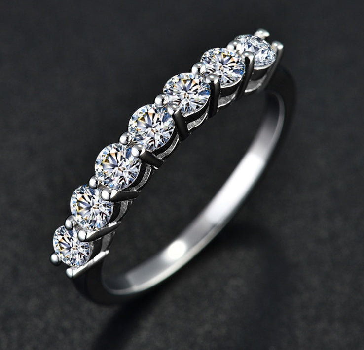 Dazzling Moissanite Eternity Band Ring - 925 Sterling Silver Stackable Wedding & Anniversary Jewelry Feminé Luxé