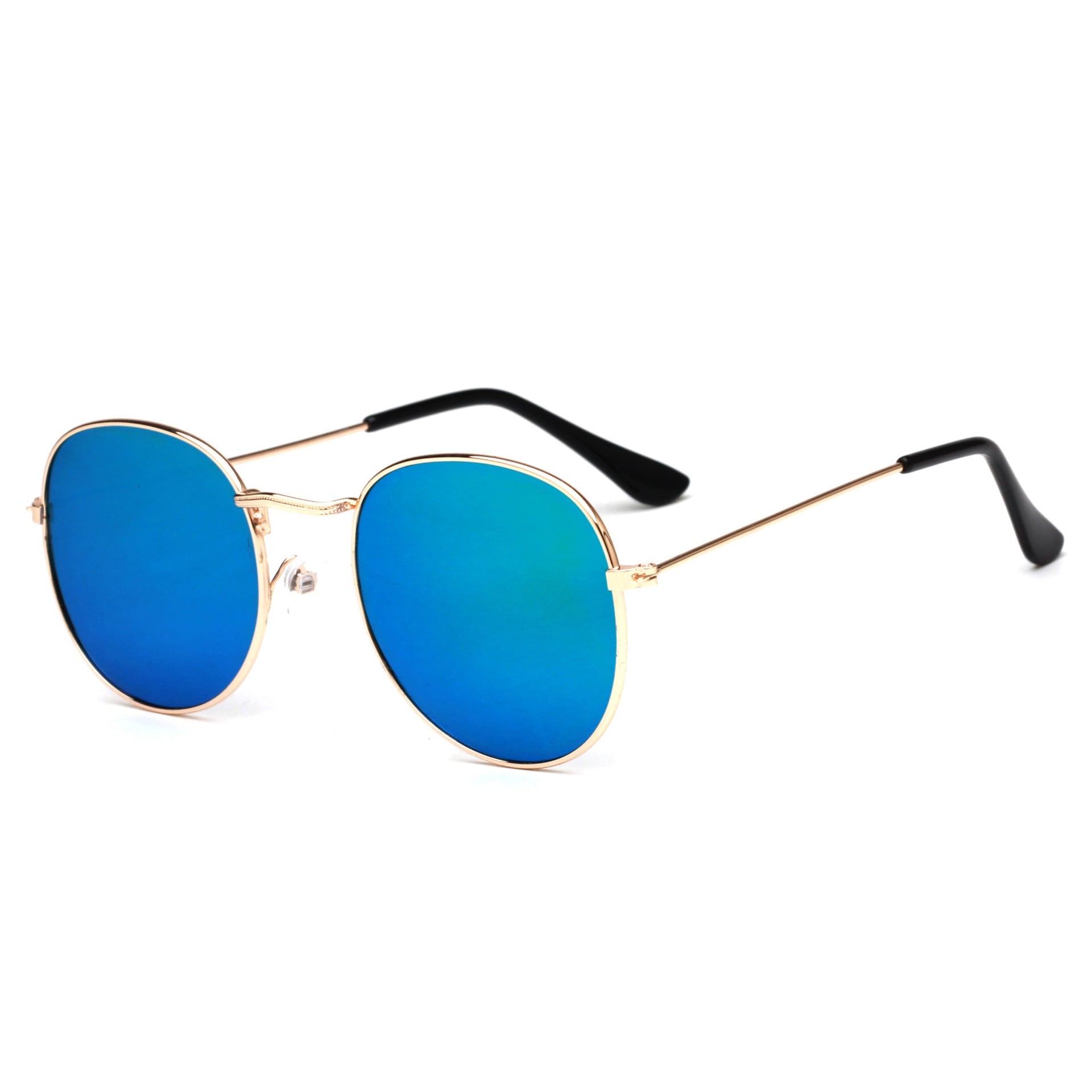 Chic Radiance: Retro-Inspired Mirrored Round Metallic Sunglasses (UV400 Protection) Feminé Luxé