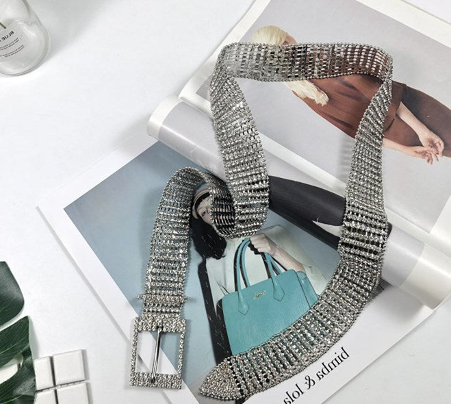 Feminé Luxé Exclusive The 'Aurora' Full Diamond Belt | Luxury Rhinestone Couture Statement | Ultra-Glam Waist Cinch Feminé Luxé