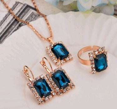 Opulent Rose Gold Ruby Teardrop Trio: Personalized Necklace, Earrings & Ring Set for High-Shine Glamour Feminé Luxé