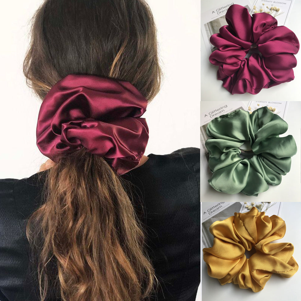 The Silk Grandeur Scrunchie: Oversized Luxurious Satin Hair Tie - Handcrafted Statement Accessory for Velvet Softness Feminé Luxé