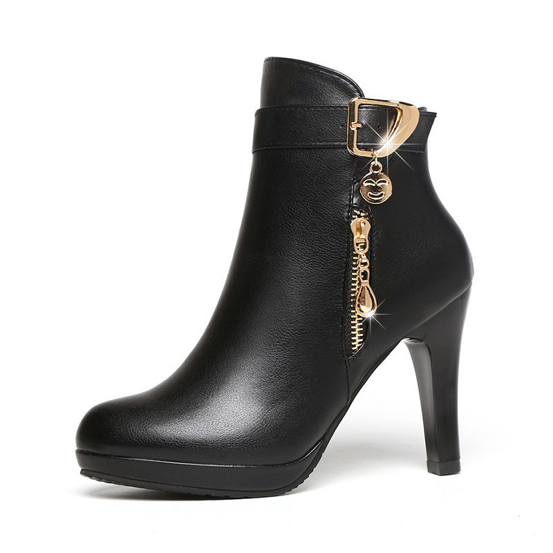 Feminé Luxé Exclusive The 'Uptown' Stiletto Ankle Boot with Gold Hardware Feminé Luxé