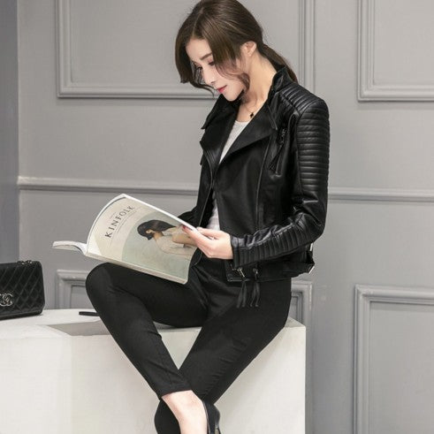 The 'Icon' Classic Slim-Fit Faux Leather Moto Jacket | Timeless Biker Style Feminé Luxé