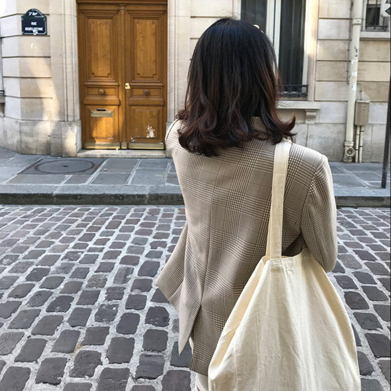 The Luxurious Heritage Plaid Oversized Blazer – Khaki Edit Feminé Luxé