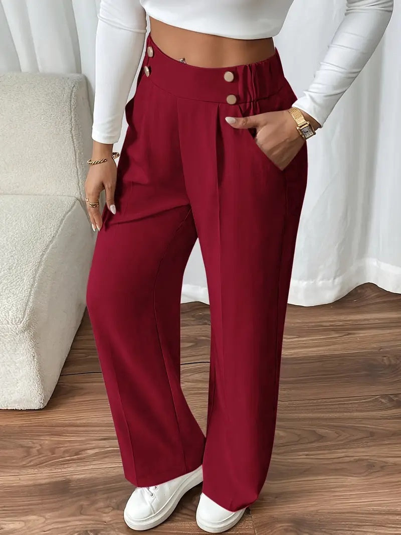 Chic Draping Wide-Leg High-Waist Trousers Feminé Luxé