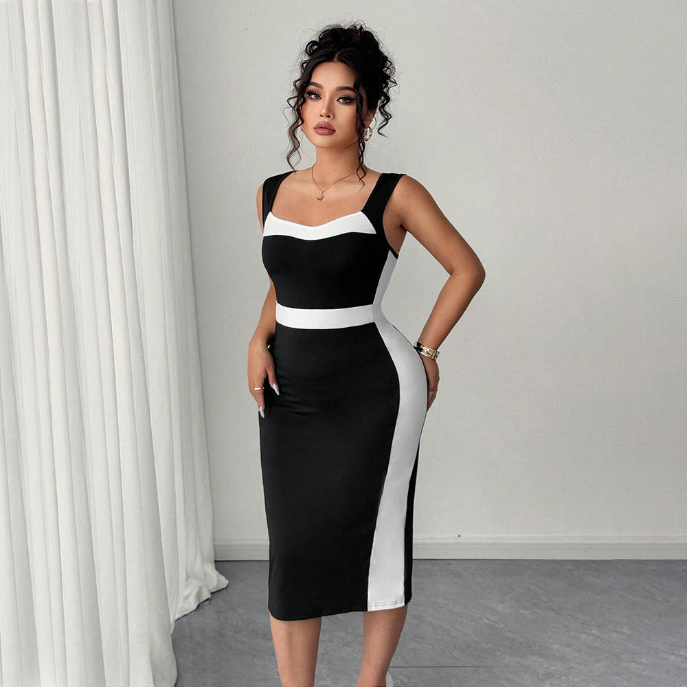 Black & White Contour Bodycon Dress Feminé Luxé
