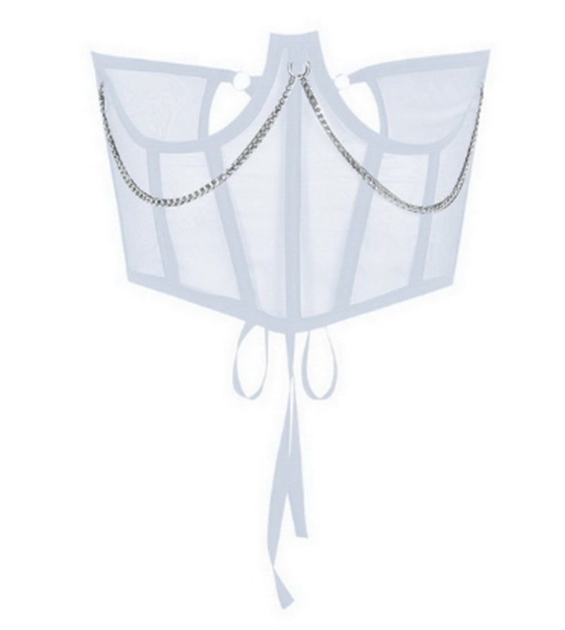 Rebel Mesh Cincher: Punk Chain Underbust Corset Feminé Luxé
