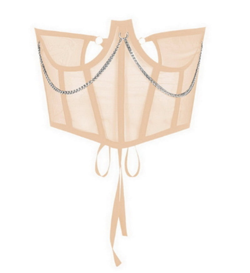 Rebel Mesh Cincher: Punk Chain Underbust Corset Feminé Luxé