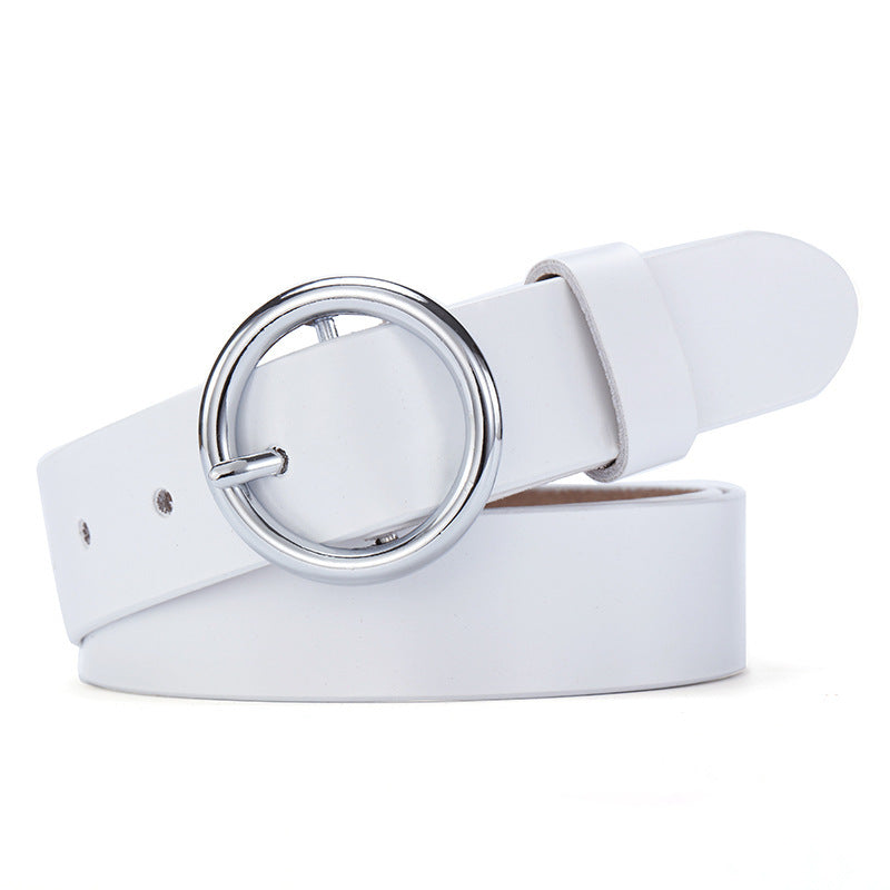 The 'Aura' Premium Leather Belt | Chic Round Buckle | Minimalist Korean Style Feminé Luxé