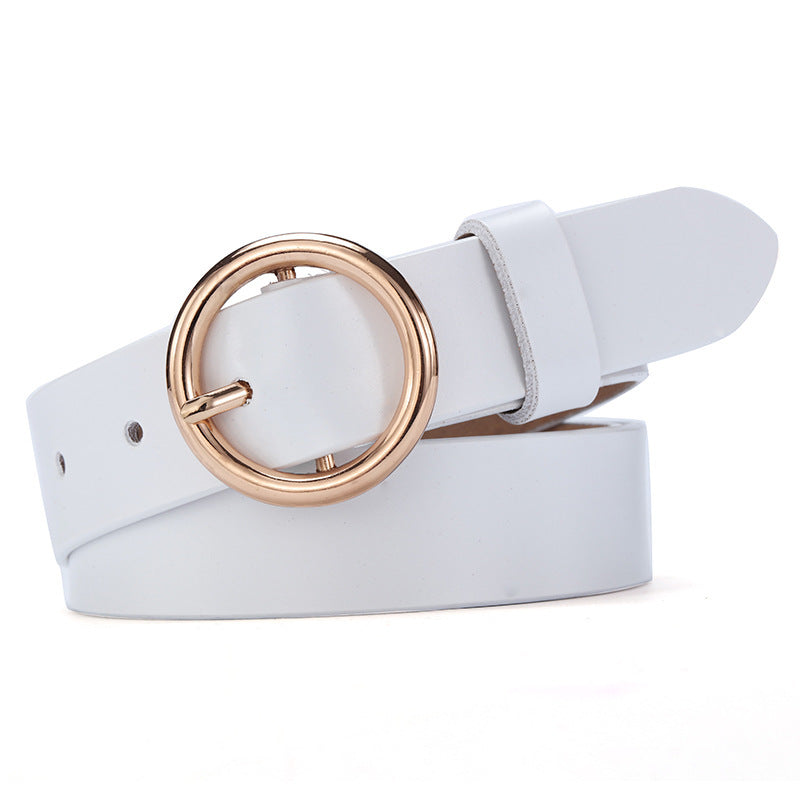 The 'Aura' Premium Leather Belt | Chic Round Buckle | Minimalist Korean Style Feminé Luxé