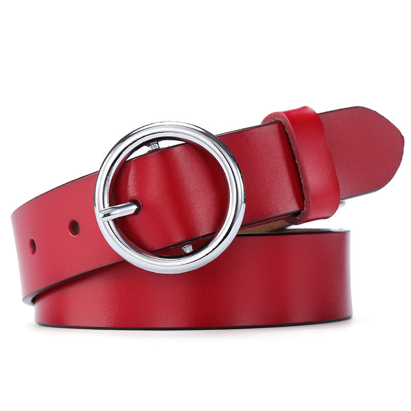 The 'Aura' Premium Leather Belt | Chic Round Buckle | Minimalist Korean Style Feminé Luxé
