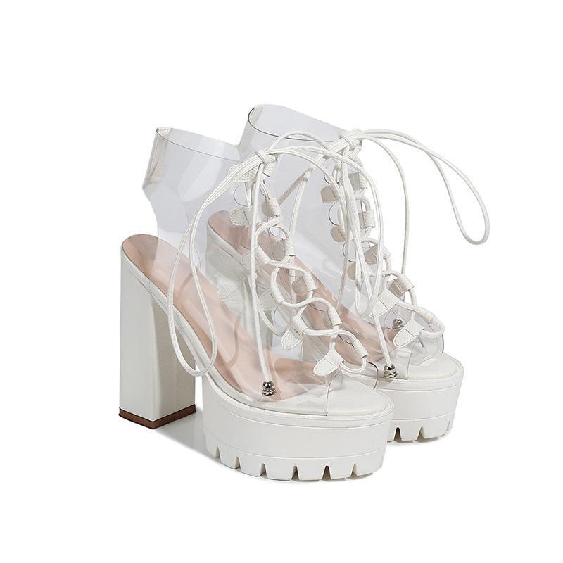 The Aphrodite Platform Lace-Up Gladiator Sandal - Clear Vision Feminé Luxé