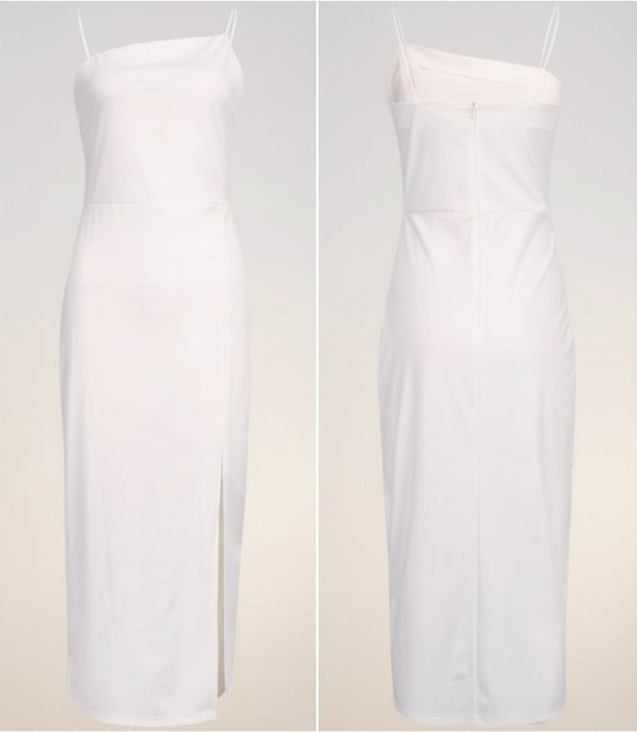 Black Sleek Bodycon Midi Dress Feminé Luxé