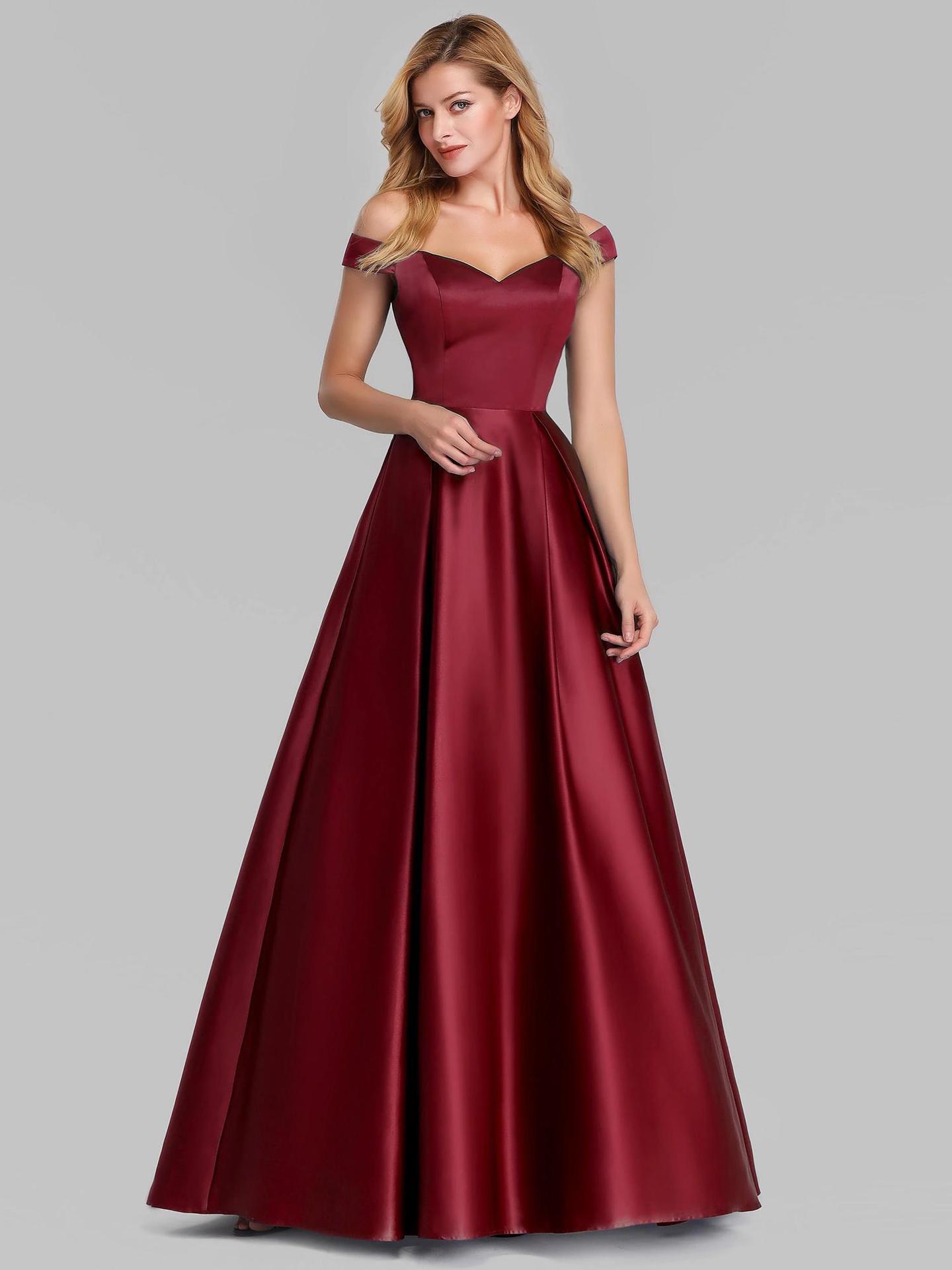 V-Neck Vintage Satin Gown Long Prom Dress Feminé Luxé