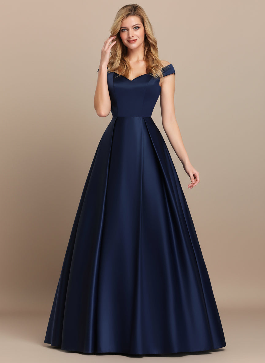 V-Neck Vintage Satin Gown Long Prom Dress Feminé Luxé