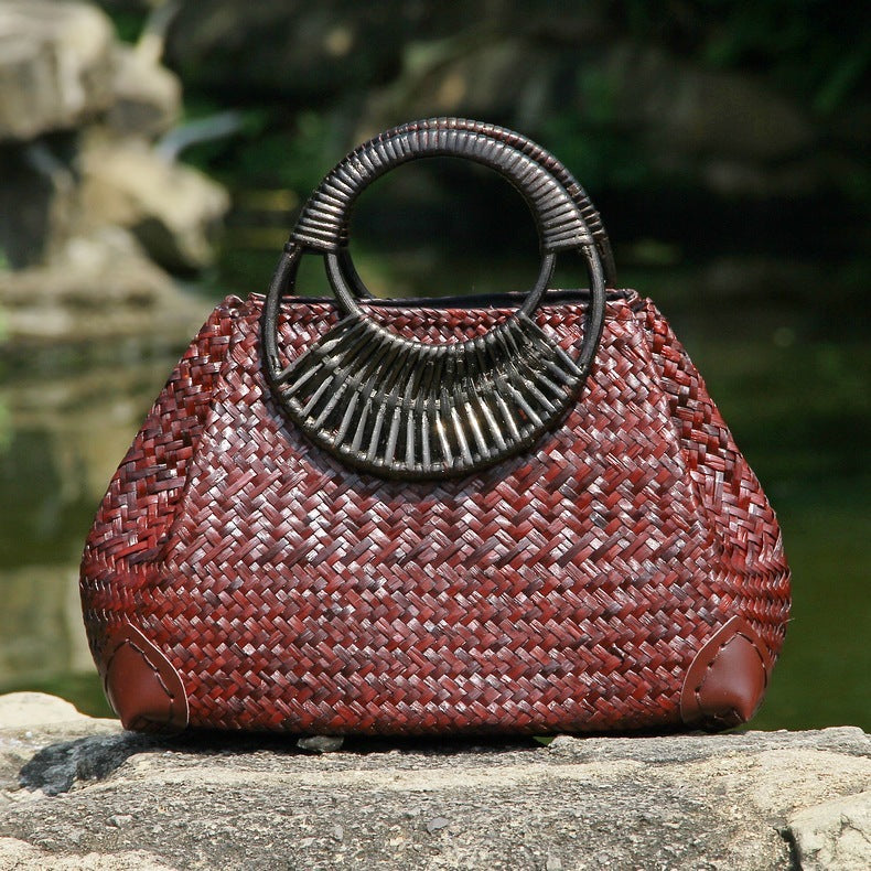 The Saint-Tropez Weave Handbag – Rattan Box Tote with Artisan Handle Feminé Luxé