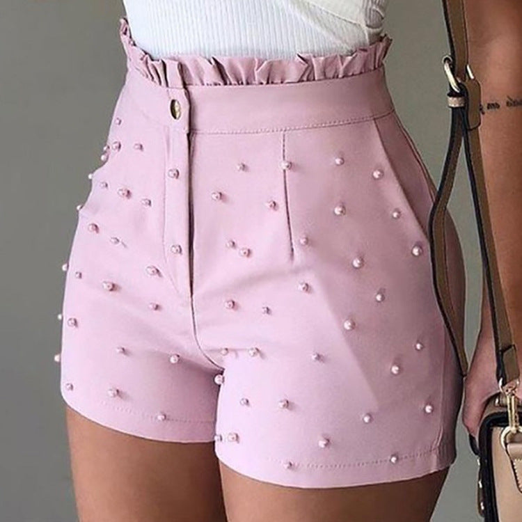 Embellished Pearl High-Waist Skort - Structured Luxe Bottom Feminé Luxé