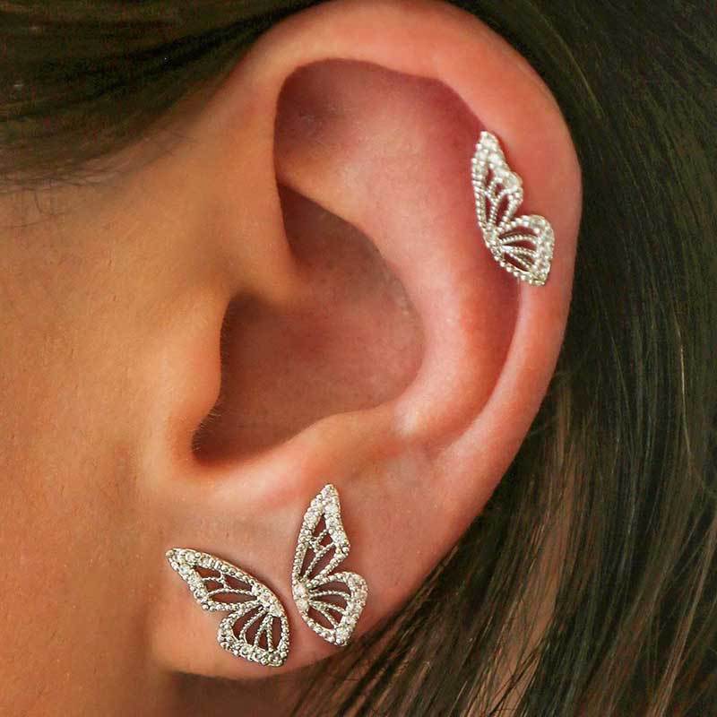 Exaggerated Bohemian Crystal Butterfly Ear Climber | European-Style Electroplated Gold/Silver Statement Feminé Luxé