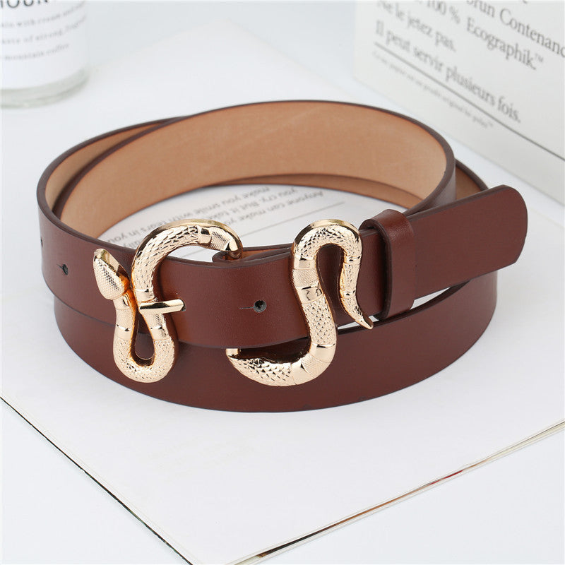 The Serpentine Luxé: Fashion Statement 'S' Buckle Faux Leather Belt Feminé Luxé