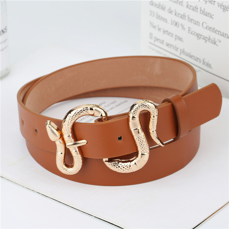 The Serpentine Luxé: Fashion Statement 'S' Buckle Faux Leather Belt Feminé Luxé