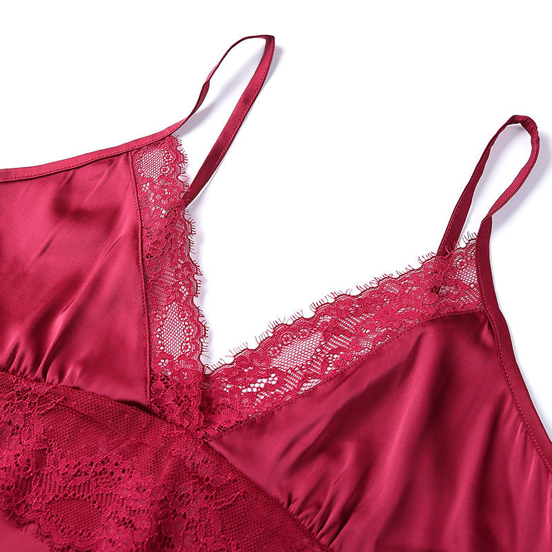 Effortless Silky Satin Pajama Set - Short Sleeve Top & Long Pants Loungewear Feminé Luxé