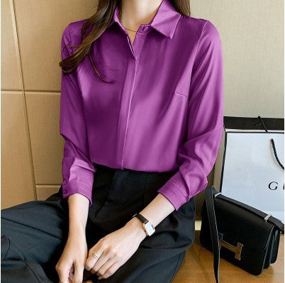 Classic Loose Fit Satin Shirt - Effortlessly Silky & Chic Feminé Luxé