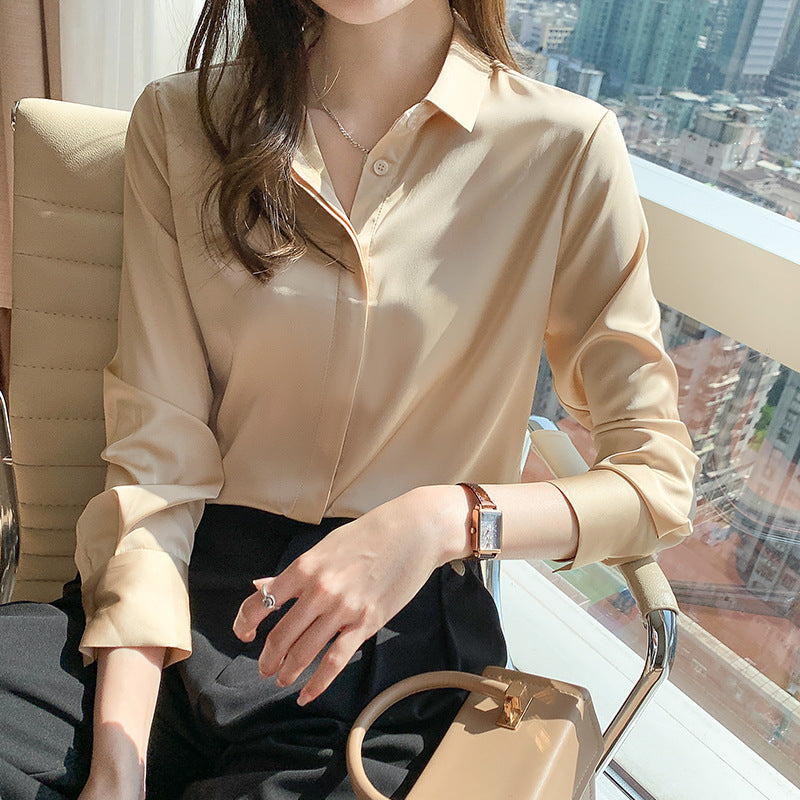 Classic Loose Fit Satin Shirt - Effortlessly Silky & Chic Feminé Luxé