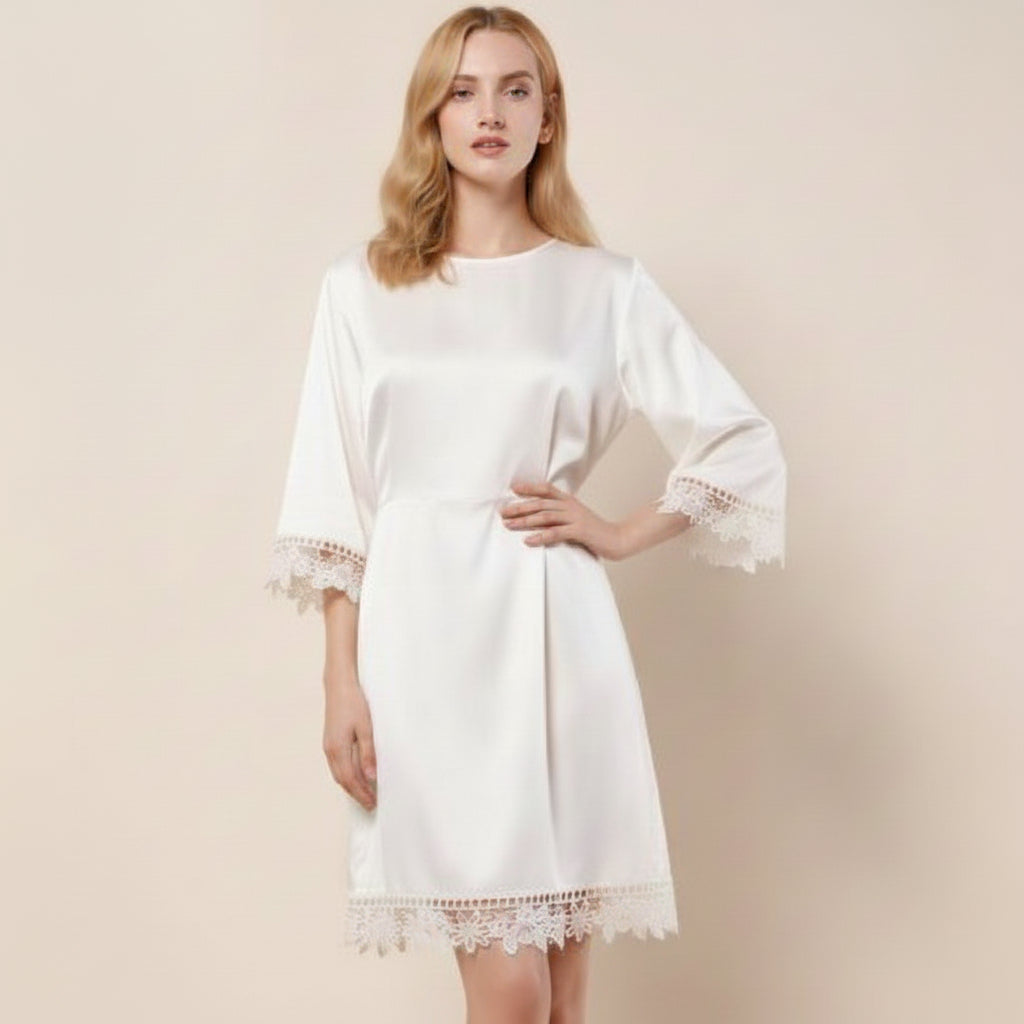 The Personalized Luxe Satin & Lace Kimono Robe – Bridal and Gifting Collection Feminé Luxé