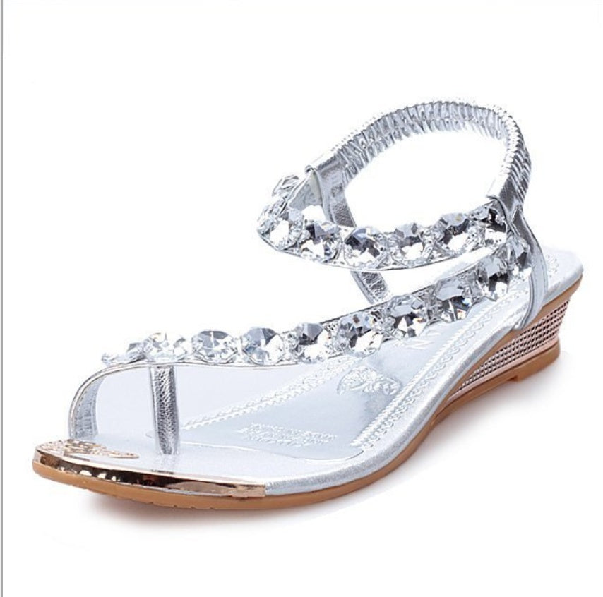 Glimmering Pave Crystal Elegance Flat Sandals – The 'Starlight' Collection Feminé Luxé
