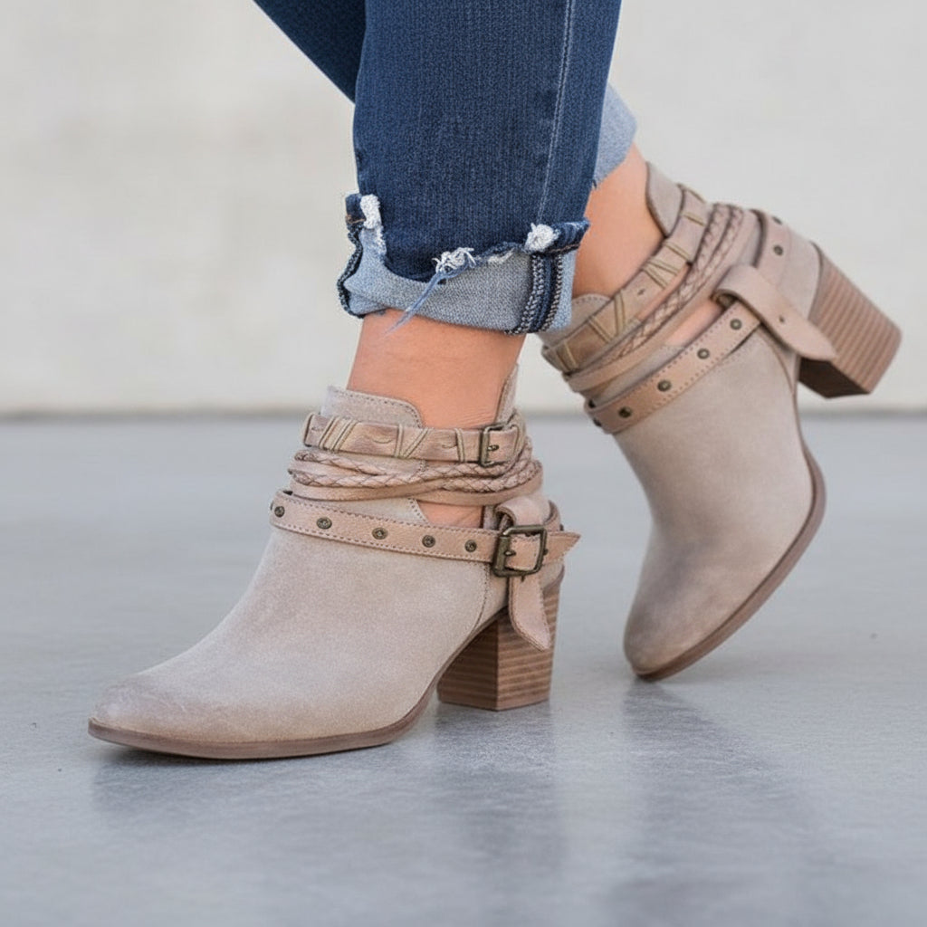 The 'Rebel Heart' Suede Rivet & Buckle Platform Boot Feminé Luxé