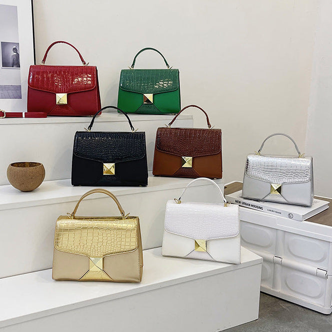 The Emerald Elegance: Premium Croc-Embossed PU Leather Mini Satchel | Day-to-Evening Shoulder Bag Feminé Luxé