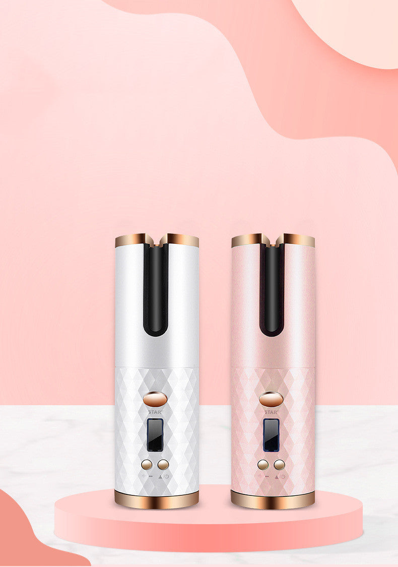 The Liberty Wave: Cordless Auto-Rotating Ceramic Curler with Digital LCD Display Feminé Luxé